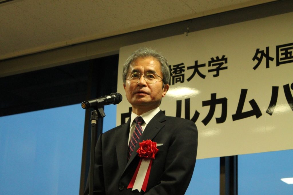 蓼沼学长から歓迎の挨拶