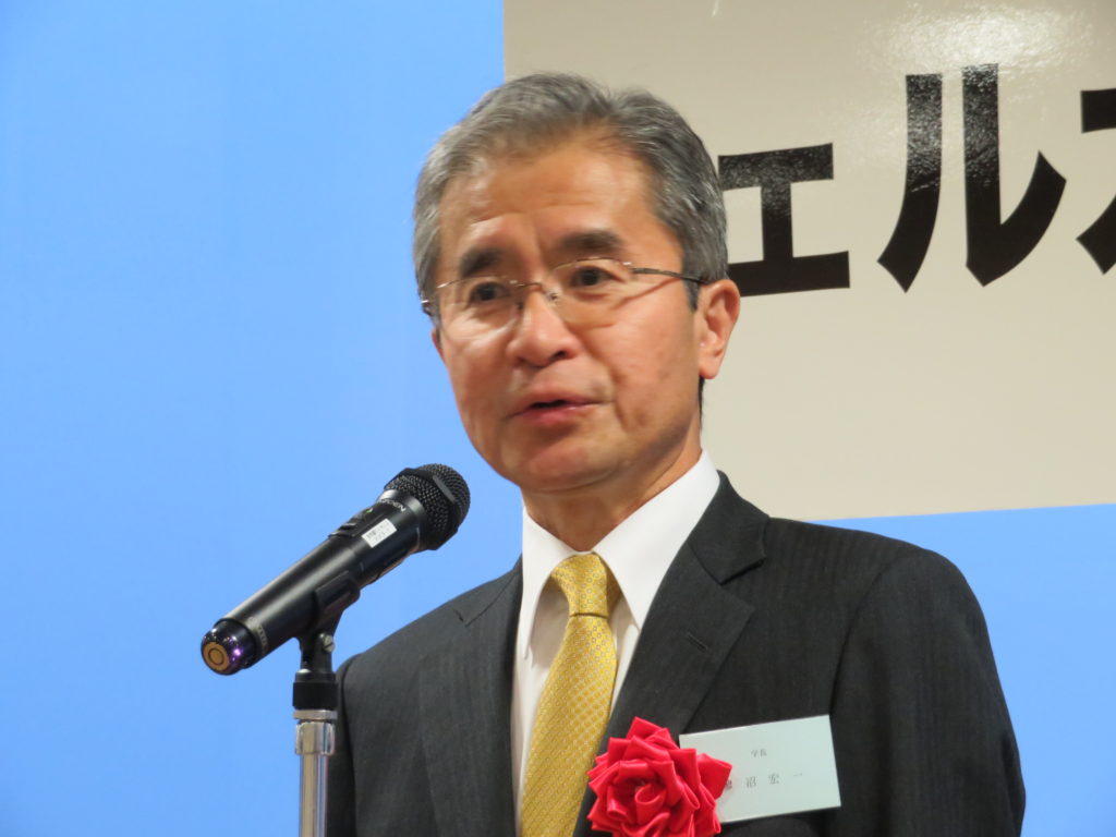 蓼沼学长から歓迎の挨拶
