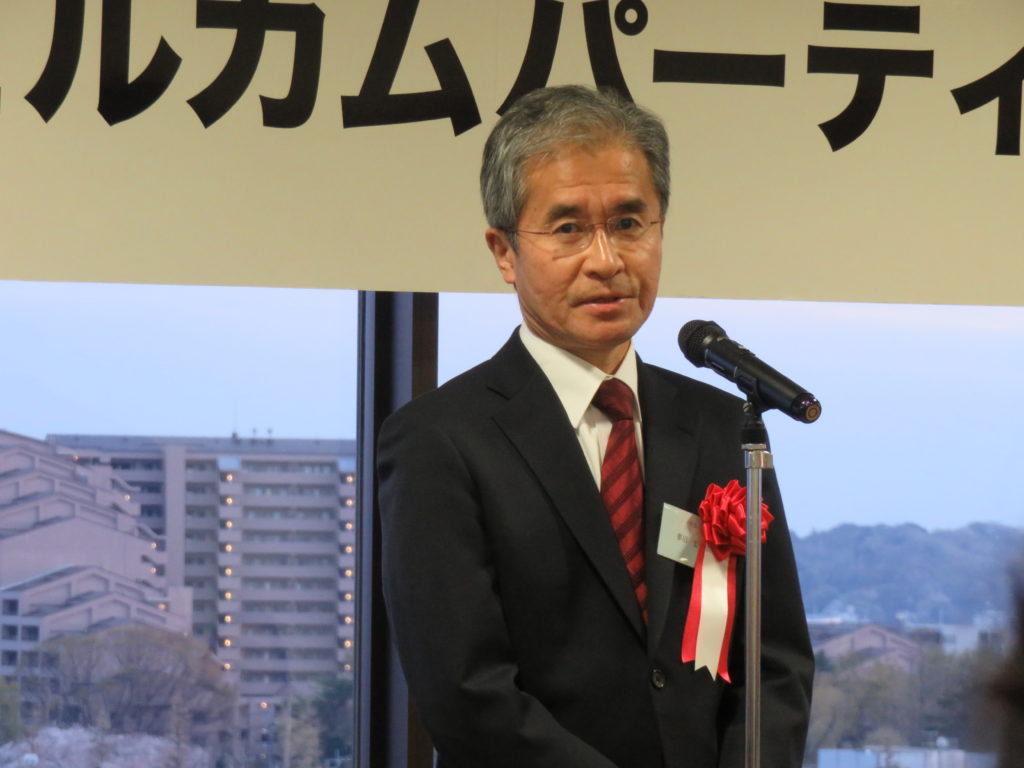 蓼沼学长から歓迎の挨拶