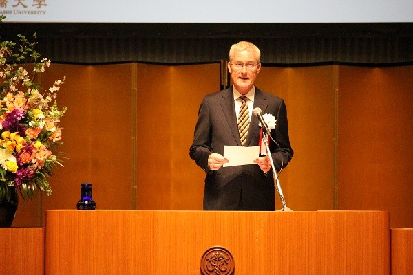 photo: Commemorative lecture by Bruce Miller, Australian Ambassador to Japan