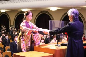 Degree conferment to student representatives and announcement of students with outstanding academic results